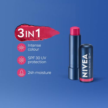 NIVEA Lip Caring Beauty Lip Balm | Lip & Cheek Tint with SPF 30 (Red, Pink & Rose)